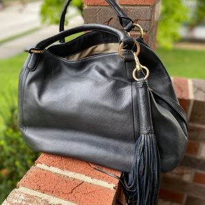 GILI Large Black Roma genuine leather tote purse